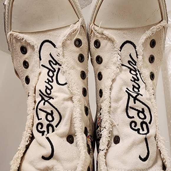 ED HARDY Y2K White High-Top Sneakers!!!! LIKE NEW! - Picture 4 of 10